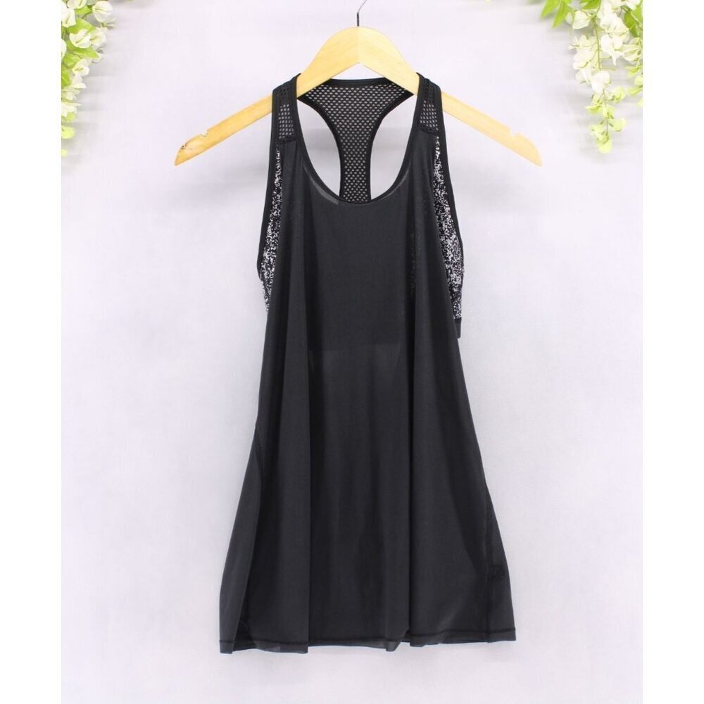 Lululemon Women's Black Soft Tank With Built In Sports Bra Draped Open Back Sz 6